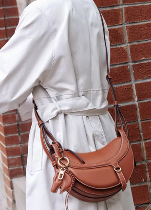 Borsa a tracolla a mezzaluna da donna in pelle PU, design elegante, borsa per tutti i giorni