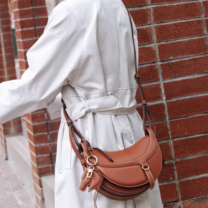 Borsa a tracolla a mezzaluna da donna in pelle PU, design elegante, borsa per tutti i giorni