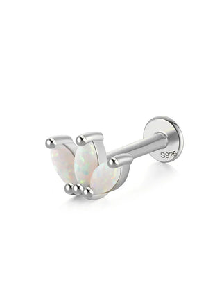 CANNER 1PC 925 Sterling Silver Exquisite Crown Opal Piercing Earring for Women Ear Studs Cartilage Earring Body Jewelry Gift PlatiNum