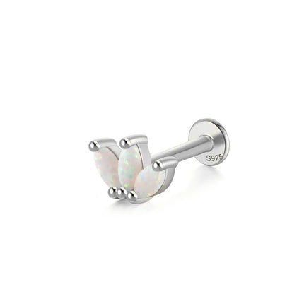 CANNER 1PC 925 Sterling Silver Exquisite Crown Opal Piercing Earring for Women Ear Studs Cartilage Earring Body Jewelry Gift PlatiNum