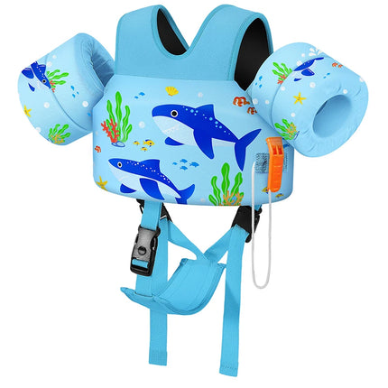 Kids Swim Vest for Toddlers Floaties for Swimming Armbands 15-70 lbs Cartoon Swim Water Wings with Crotch Strap Child Pool Floats Vest