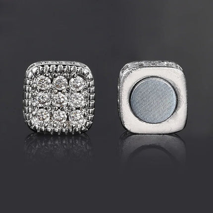 Orecchini finti Ice Out per uomo donna Forte magnete magnetico in acciaio inossidabile non penetrante Accessori per gioielli di moda Hip Hop Rock platinumshop