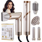 Hatteker 4-in-1 Hair Styling Tool Foldable Hair Dryer Curling Wand Brush with Negative Ion Care for Woman