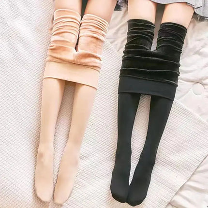 1/2pcs Winter Warm Thick Fleece Pantyhose Women Ladies Thermal Elastic Velvet Tights Stretchy High Waist Leggings Stockings PlatiNum