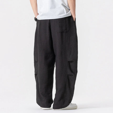 Pantaloni Leggeri e Sottili da Uomo, Traspiranti, Tinta Unita, Stile Harajuku, Gamba Larga, Casual, Oversize, Moda Harem, Streetwear Maschile