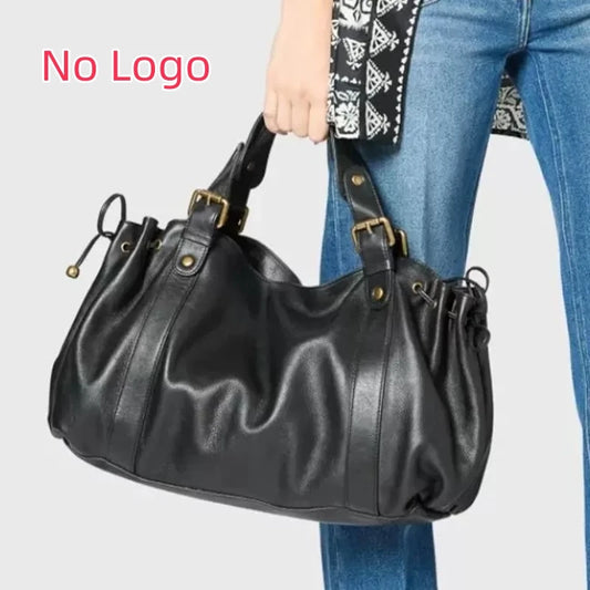 Borsa vintage da donna, borsa tote in tinta unita di nuova moda, borsa a tracolla dal design di lusso per lo stile quotidiano