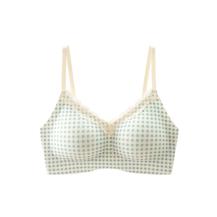 FallSweet French Floral Wireless Push Up Bra for Women Sweet Lace Bralette with Small Breasts Anti-sagging Brassiere Lingerie