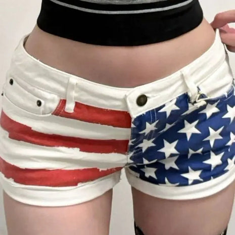 Pantaloncini di jeans stampati a stella retrò per donna Estate Y2k Glutei sottili Super Shorts Jeans Pantaloni caldi