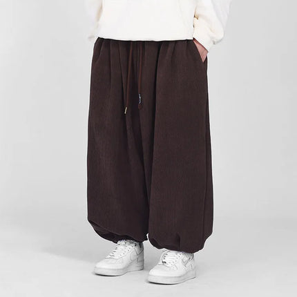 Comodi pantaloni da jogging da uomo 2026 nuovi pantaloni da lanterna di moda oversize in tinta unita da uomo pantaloni casual con coulisse Hip Hop Harajuku
