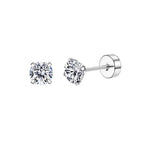 1Pair Clear CZ Steel