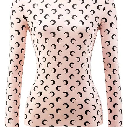 Nuova Maglietta Donna in Rete Stampata, Moda Primavera-Autunno, Casual a Maniche Lunghe, Protezione Solare, Strato Interno in Seta Ghiacciata