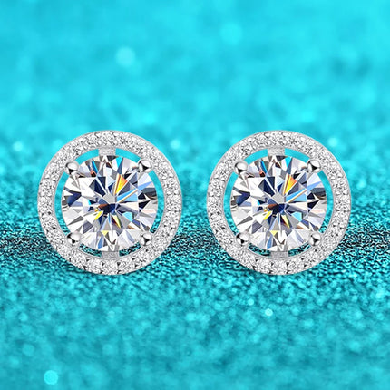 Smyoue 2CT Certified Moissanite Stud Earrings for Women Platinum Plating Sterling Silver Diamond Ear Studs Wedding Fine Jewelry PlatiNum
