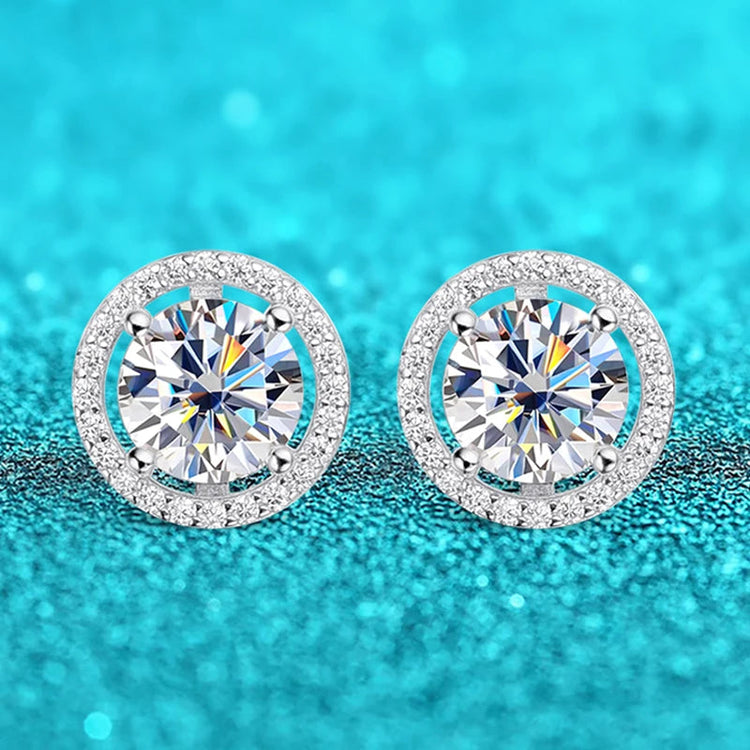 Smyoue 2CT Certified Moissanite Stud Earrings for Women Platinum Plating Sterling Silver Diamond Ear Studs Wedding Fine Jewelry PlatiNum
