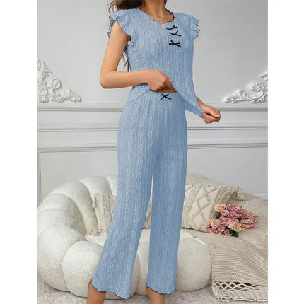 Nuovo set pigiama da donna con trama in pizzo di fascia alta, primavera ed estate, stile europeo e americano