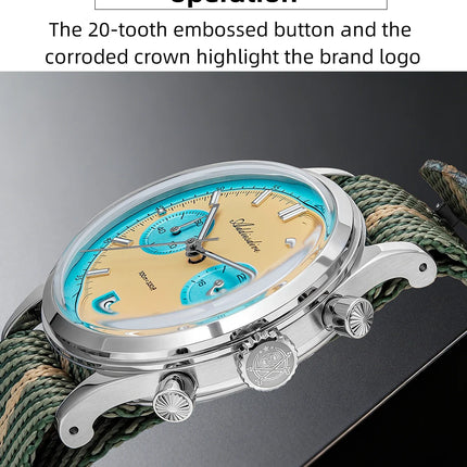 ADDIESDIVE AD2542 Luxury Quartz Chronograph Watch for Men Japanese 0S21 Movement 38mm Stainless Steel Case BGW9 Lume 100M Waterp