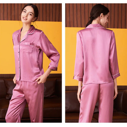 Pigiama di seta di gelso 100% donna estate inverno primavera a maniche lunghe in due pezzi coppia servizio a domicilio pigiama di seta per signora
