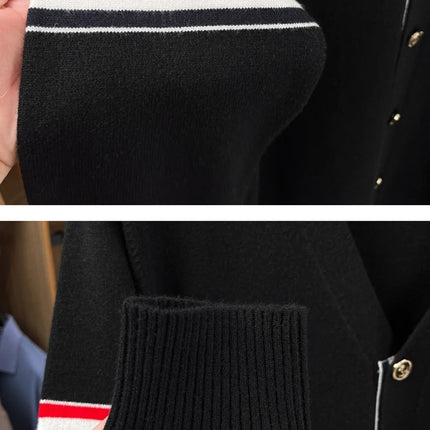 High End Brand Knitted Cardigan Men's Autumn Trend Color Blocked Striped Designer New shawl Korean Casual V-Neck sweater Coat