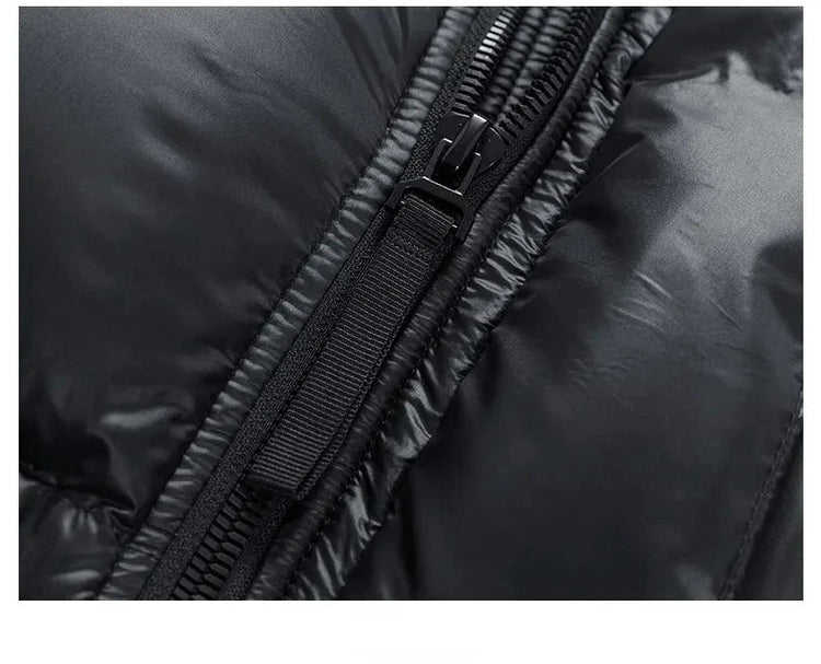 -30 ℃ Cold-proof Long Down Jacket Men's Light Luxury Black Gold Lightweight 95% Goose Down Jacket Unisex Winter Warm Hooded Coat PlatiNum