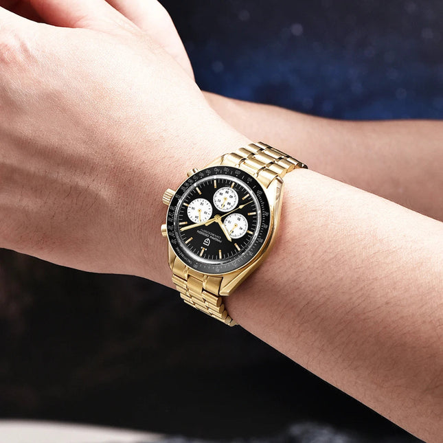 Nuovo Orologio da Uomo PAGANI DESIGN Golden Moon 2026, Orologio al Quarzo di Lusso, Cronografo Sportivo, Vetro Zaffiro AR, Impermeabile, Regalo platinumshop