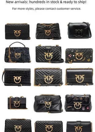 Nuova Borsa a Tracolla/Crossbody da Donna 2026 Ispirata a Pinko in Tweed con Cigno, in Vera Pelle