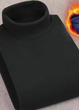 Double-Sided Fleece Long Sleeve T-Shirt Men's Autumn Winter Half High Collar Base Layer Heavyweight Warm Top Base Layer Shirt PlatiNum