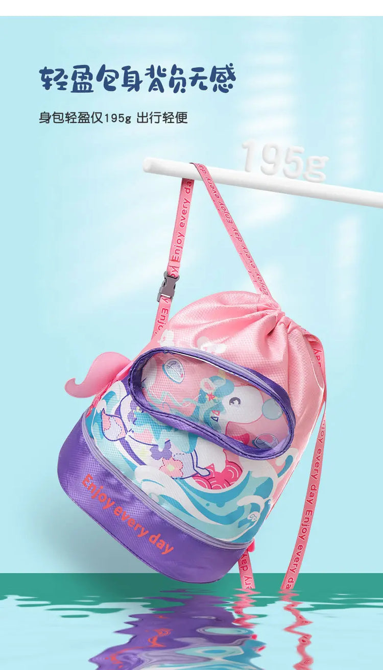 Borsa da nuoto per bambini con separazione asciutta e bagnata Borse da nuoto impermeabili Borsa sportiva per zaino da spiaggia simpatico cartone animato per bambini