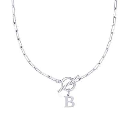 Women stainless steel Initial necklace A-Z Letter charms pendant Choker Women silvery Chain Ot Deduction Necklace For Women 2025 PlatiNum