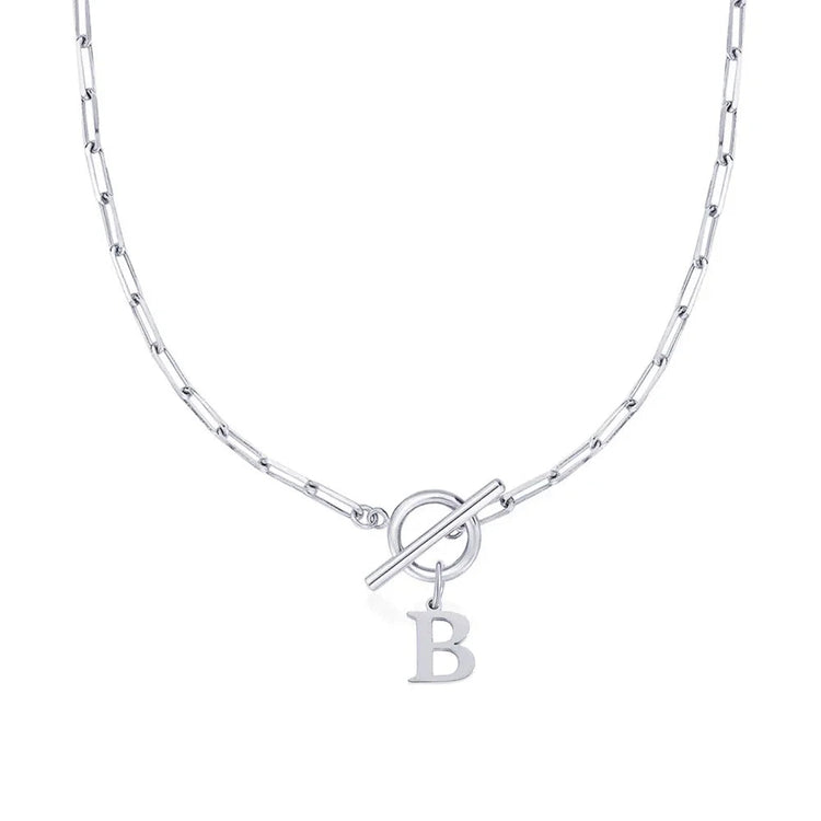 Women stainless steel Initial necklace A-Z Letter charms pendant Choker Women silvery Chain Ot Deduction Necklace For Women 2025 PlatiNum