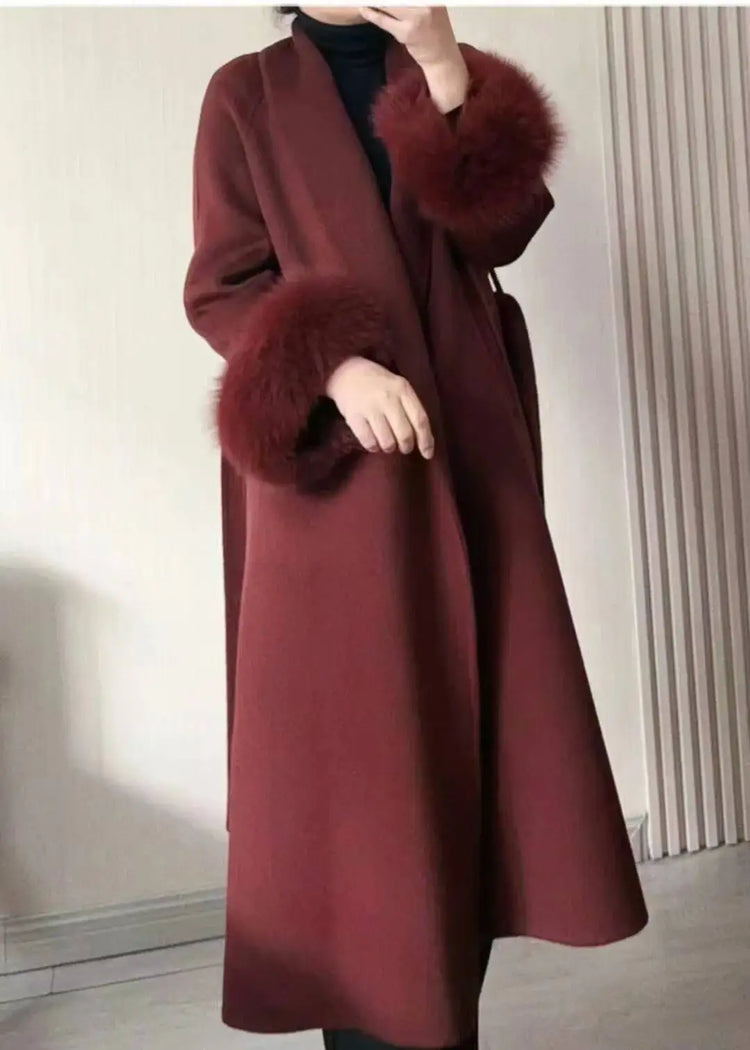 BJTZ Fox Fur Classic Long Double-Sided Pure Wool Coat For Women 2025 New Autumn Winter High-End Woolen Jacket