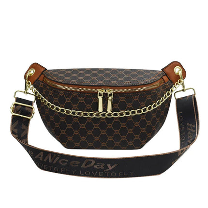 Women Chain Waist Bag Luxury Designer Chest Pack Quality PU Leather Fanny Pack Phone Purse Female Shoulder Crossbody Bag PlatiNum