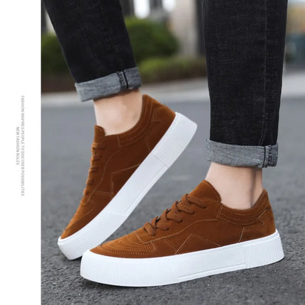 Men's Vulcanized Shoes Fashion Casual Sneakers Lace Up Platform Shoe High Quality Suede Casual Shoes for Men Sneakers Man Shoes