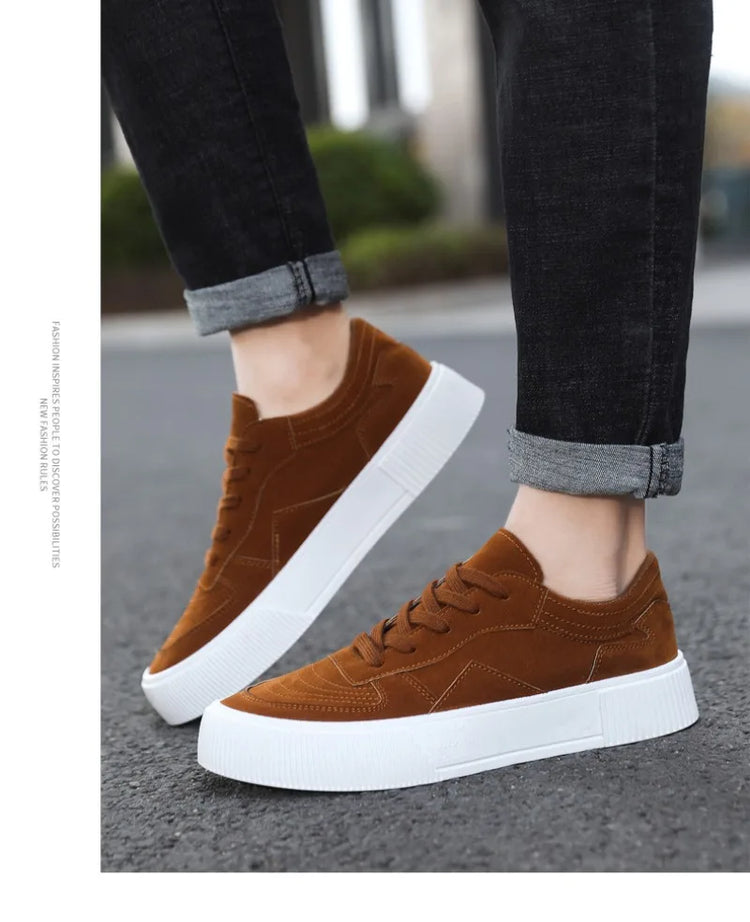 Men's Vulcanized Shoes Fashion Casual Sneakers Lace Up Platform Shoe High Quality Suede Casual Shoes for Men Sneakers Man Shoes