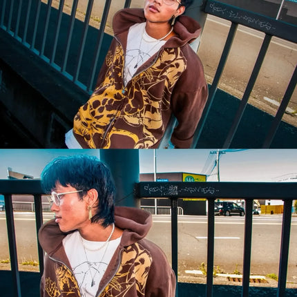 Jojo Bizarre Adventure Star Design Hoodies Women Men Zip Anime Hoodie Harajuku Streetwear Sweatshirt Y2k Men Clothing