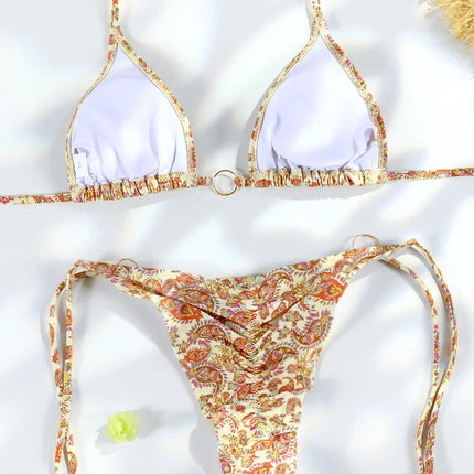 Miyouj Nuovi Bikini Stampati Costumi da bagno Donna Costume da bagno sexy Fasciatura Bikini Set 2024 Beachwear String Costumi da bagno Micro Biquinis platinumshop