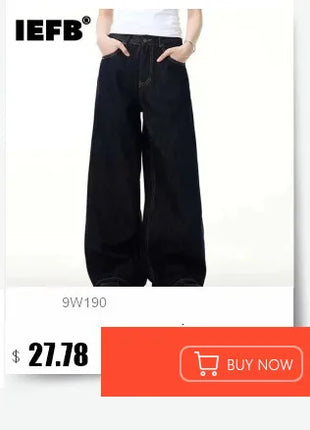 IEFB Jeans da uomo stile americano tinta unita multi tasche pantaloni casual usurati decostruzione pantaloni in denim a gamba larga 9W4066