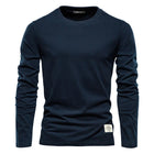 100% Cotton Long Sleeve T shirt For Men Solid Spring Casual Mens T-shirts High Quality Male Tops Classic Clothes Men's T-shirts PlatiNum
