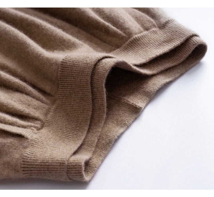 High quality Women's 100% Cashmere High Waisted Umbrella Skirt Autumn Winter Elastic Knitted Fabric Breathable Warm Soft Comfort PlatiNum