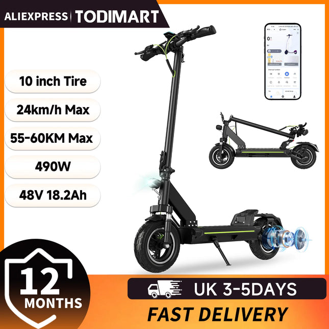 Monopattino elettrico TODIMART D5 D6 D6PRO 48V 18.2Ah 490W Max, velocità 24 km/h, autonomia 40-60 km, sospensioni a molla, connessione APP, monopattino elettrico fuoristrada per adulti