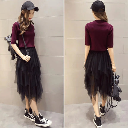 Tutu estivo gonna donna Harajuku Casual Tulle Bottom Jupe Femme Faldas moda vita alta Midi Mesh gonne abbigliamento donna Saia