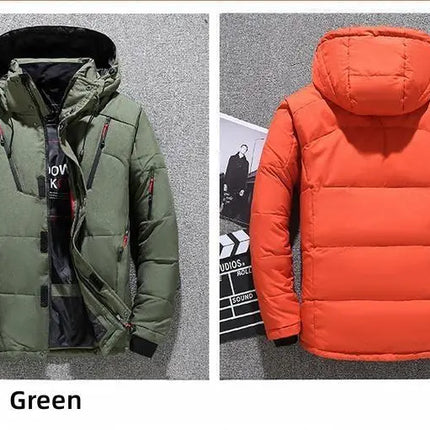 Winter White Duck Down Jacket Men Travel Hiking Thicken Warm Hooded Puffer Jackets Windproof Overcoat Down Coat Male Clothing