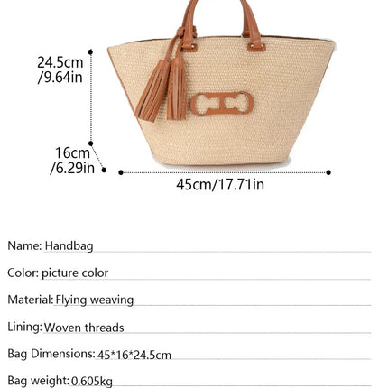 2026SS Eco-friendly Woven Straw Bucket Bag, Large Capacity, Beach Bag, Women's Shoulder Bag for Shopping