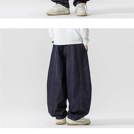 Jeans Dritti da Uomo Primavera Autunno Stile Retrò Casual High Street Gamba Larga Pantaloni in Denim Uomo Hip Hop Oversize Streetwear