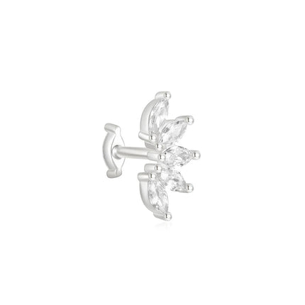 CANNER 1PC 925 Sterling Silver Crown Horse Eye Zircon Heart Flat Head Cartilage Piercing Stud Earring For Women Claasic Earring PlatiNum