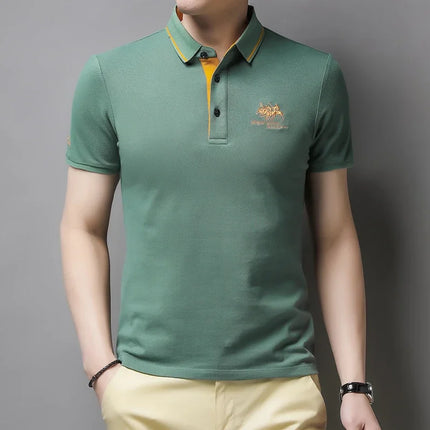 Men's Embroidered Short Sleeve Polo Shirt Casual Fashion Comfortable Summer Top