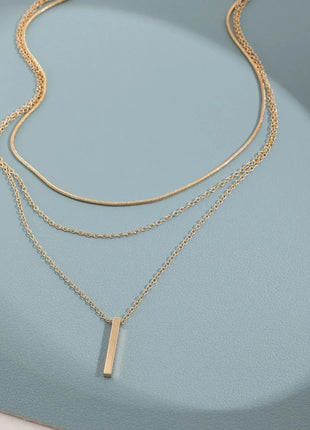 Collana impilabile a tre strati in argento sterling 925 da donna con ciondolo a striscia semplice, gioielli con catena a clavicola ipoallergenica impermeabile PlatiNum