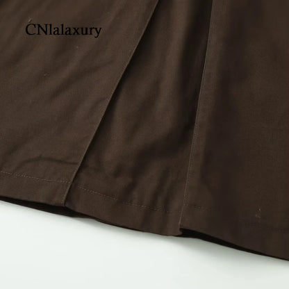 CNlalaxury Women 2025 Autumn New Fashion Contrast Collar Long Sleeve Jacket Casual Warm Coat High Street Outerwear Mujer