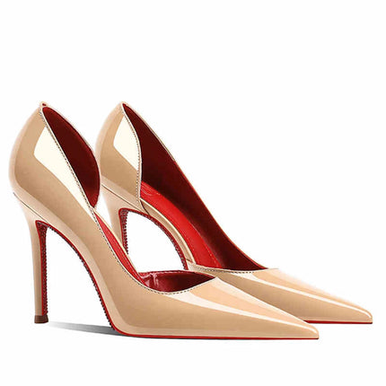Tacchi da donna 2025 Nuovo marchio di lusso Décolleté Fondo rosso Punta a punta Strass Tacchi alti Elegante stiletto Party Prom Scarpe da donna