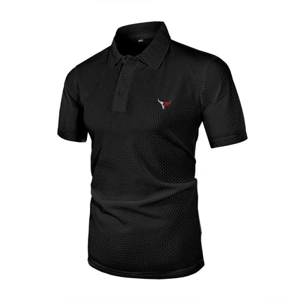Men's Short Sleeve Summer T-Shirt with Ice Silk Lapel, Men's Top