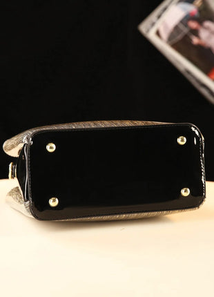 Classic Women's Fashion Shoulder Bag Shiny Leather Crossbody Bag Large Capacity Versatile Luxury Handbag PU Material Medium Size PlatiNum