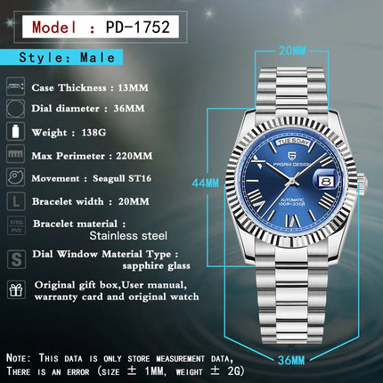 Nuovo Orologio da Uomo PAGANI DESIGN DD36 2026, Orologio da Polso Meccanico di Lusso, Automatico, Impermeabile, con Data e Vetro Zaffiro AR